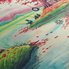 Tablou - Acuarelă, Golf într-un sat de munte (90x60 cm)