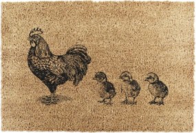 Covoraș de intrare din fibre de nucă de cocos 40x60 cm Chickens and Chicks – Artsy Doormats