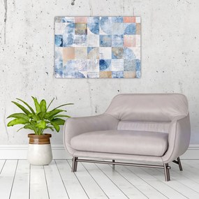 Tablou pe sticlă - figuri geometrice pe perete (70x50 cm)
