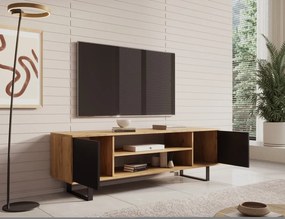 Comodă TV TV Lofter Herringbone cm – 155x40x49 cm – Oak Craft / Negru