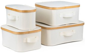 Cutie de depozitare G21 30 x 30 x 15 cm, dinbambus cu capac, bej