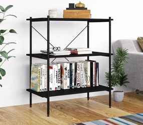 vidaXL Unitate cu rafturi pe 3 niveluri, negru, 80x40x92 cm