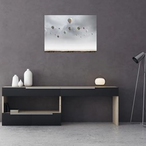 Tablou - Baloane pe perete de cărămidă (70x50 cm)