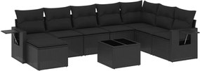 vidaXL Set mobilier de grădină cu perne, 9 piese, negru, poliratan