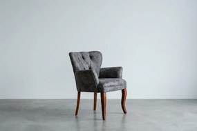 Fotoliu tip berjer, Cafe gri cu picioare din lemn