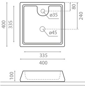 Bathco 4003 - Lavoar pentru blat GALICIA 40x40 cm porțelan/alb