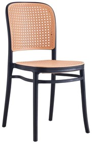 Scaun de sufragerie LENITO (Negru + Bej). 1091686