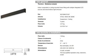 Lustra liniara cu lumina directa si indirecta STEEL WIDE Black 3000K
