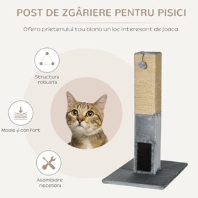 PawHut Ansamblu pentru Pisici cu 2 Mingi de Jucărie și Perie, 59.5x39x79 cm, Gri | Aosom Romania