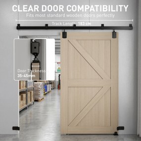HOMCOM Set feronerie uși glisante pentru sarcină mare 244 cm Negru pentru uși simple | Aosom Romania