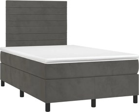 vidaXL Pat box spring cu saltea, gri închis, 120x190 cm, catifea