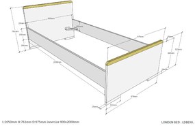 Această combinație LONDON în culoarea antracit constă dintr-un pat (90x200) cu noptieră, dulap cu 3 uși și birou.