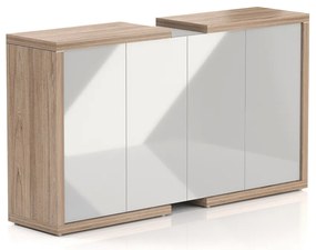 Dulap mediu Lineart 211,2 x 50 x 118 cm, ulm deschis / alb