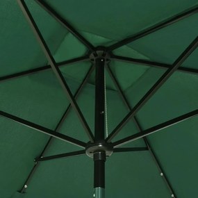 Umbrela de soare cu stalp din otel  LED-uri, verde, 2x3 m Verde