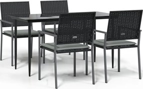 vidaXL Set mobilier de grădină cu perne, 5 piese, poliratan și oțel