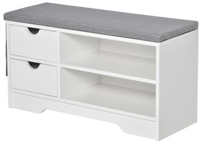 Banchetă Pantofar Compactă HOMCOM, Bancă Depozitare din Lemn pentru 4 Perechi Pantofi, Design Modern, Alb | Aosom Romania