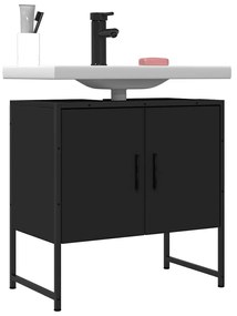 vidaXL Dulap pentru chiuvetă baie, negru, 60x33x60 cm, lemn prelucrat