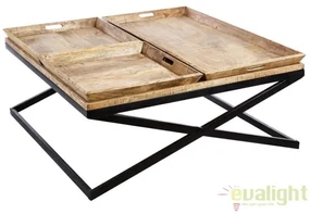 Masuta design industrial-vintage cu 3 tavi detasabile Berwick DZ-94972