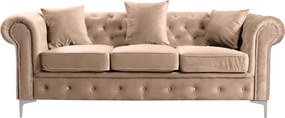 Canapea de lux 3 locuri, maro deschis, stofă maro deschis Velvet, ROMANO