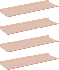 vidaXL Raft suspendat Pe perete 4 pcs Roz 60 x 18 x 2,5 cm Oțel