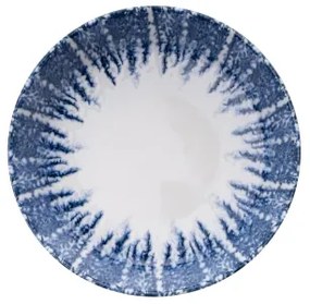 Set de veselă, 12 piese, alb/albastru, porțelan