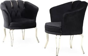Fotoliu Viena, scaun, negru-auriu, picioare metal auriu, Homs