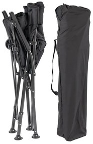 Leziter XL scaun de pescuit cu braț și suport pentru pahare negru