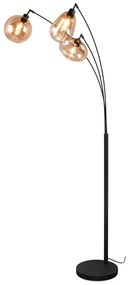 Lampadar negru/portocaliu cu abajur din sticlă (înălțime 200 cm) Lumina – Trio