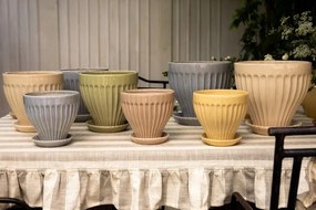 Oală decorativă vintage din ceramică stoneware, albastru deschis „Anna”