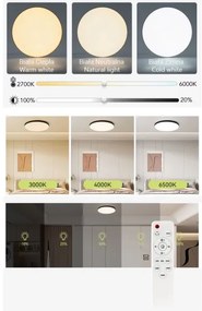 Plafonieră LED dimabilă LED/30W/230V 3000-6500K d. 30 cm negru + telecomandă