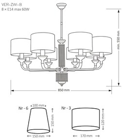 Candelabru 8 brate modern realizat manual Verde