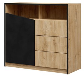 Comodă Avain 2 (stejar + negru) (D). 1087300