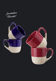 Set Cadou 4 Cani Ceramica Sarbatori (2 Cani Arhitect Cobalt, 2 Cani Arhitect Rosii)