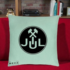 Perna Personalizata JUL Jiul Lupeni Fotbal, 40x40 cm, Verde Menta, Husa Detasabila, Perna Inclusa, BEKZ®