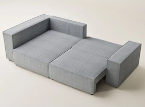 Colțar gri extensibil/cu spațiu de depozitare cu tapițerie din catifea reiată (cu colț pe partea stângă/în formă de ”L”) Tonga – Maison de Rêve