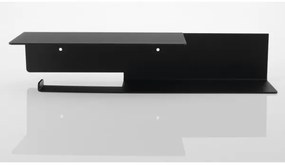 Sapho - Suport pentru hârtie igienică cu poliță, 9,5 x 35 cm, negru mat