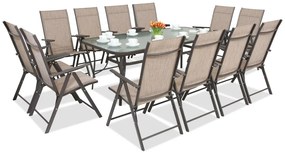 Modena/Rosario mobilier de luat masa din oțel pentru 12 persoane cu masă mare 200 cm Garden Point maro