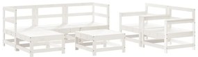 3186243 vidaXL Set mobilier de grădină, 7 piese, alb, lemn masiv de pin