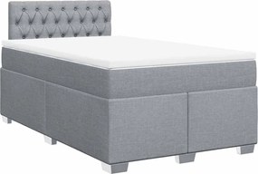 vidaXL Pat box spring cu saltea, gri deschis, 120x190 cm, textil