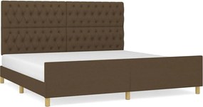 vidaXL Cadru de pat cu tăblie, maro închis, 200x200 cm, textil