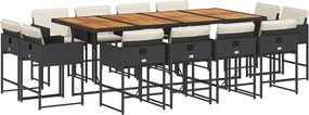 vidaXL Set mobilier de grădină cu perne, 13 piese, negru, poliratan