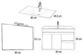 Mobilier complet de baie Luna Prime 80 alb