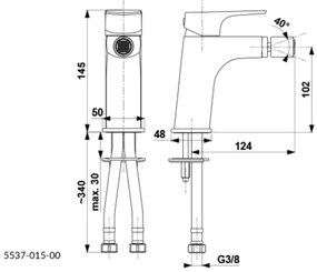 Baterie de bideu + ventil cu preaplin KFA Armatura 5537-015-00 MOKAIT alamă