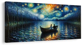 Tablou liniște de seară pe luciul apei