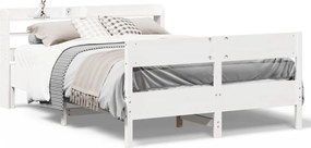 vidaXL Cadru de pat fără saltea, alb, 160x200 cm, lemn masiv pin