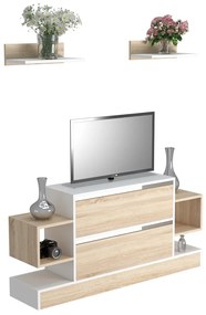 Comoda TV haaus Mauritius, Stejar Sonoma/Alb, 130 x 30 x 60 cm