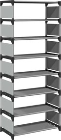 vidaXL Suport pantofi cu 8 niveluri, gri 54x28x124 cm, nețesut