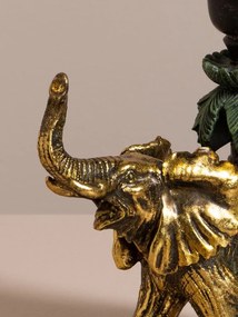 Suport lumanare din polirășină, „Golden Elephant”