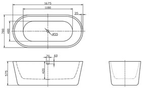 Cada freestanding Florida, Ava 167.5, ovala, cu instalatie completa, alb