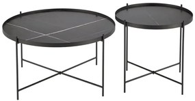 Set 2 mese de cafea Julieta marmura neagra/negru